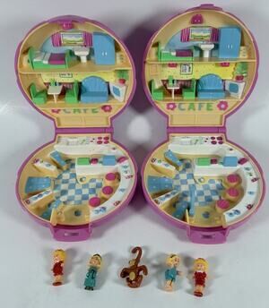 2 Vtg 1989 Polly Pocket Polly’s Cafe Bluebird + Figures - Issues Incomplete Read